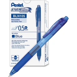 Pentel® EnerGel™ X Retractable Liquid Gel Pens, Fine Point, 0.5 mm, Blue Barrel, Blue Ink, Pack Of 12 Pens