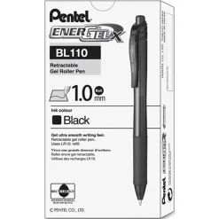Pentel® EnerGel-X Retractable Gel Pens, Bold Point, 1.0 mm, Black Barrel, Black Ink, Pack Of 12 Pens