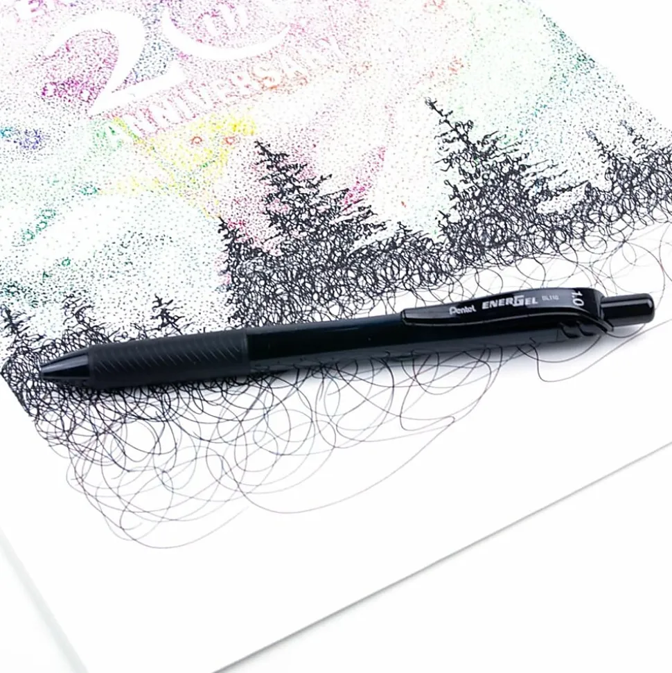 Pentel® EnerGel-X Retractable Gel Pens, Bold Point, 1.0 mm, Black Barrel, Black Ink, Pack Of 12 Pens