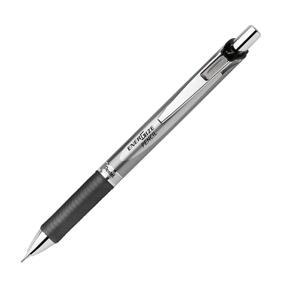 Pentel® EnerGize Mechanical Pencils, 0.7 mm, Black/Silver, Pack Of 12