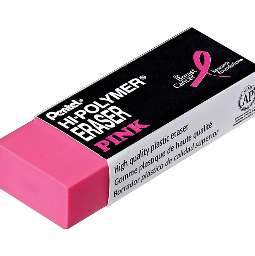Pentel® Hi-Polymer Erasers, Pink, Pack Of 2