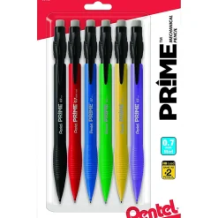 Pentel Prime Mechanical Pencils, 0.7 mm, Medium Point, Assorted Barrel Colors, Pack Of 6