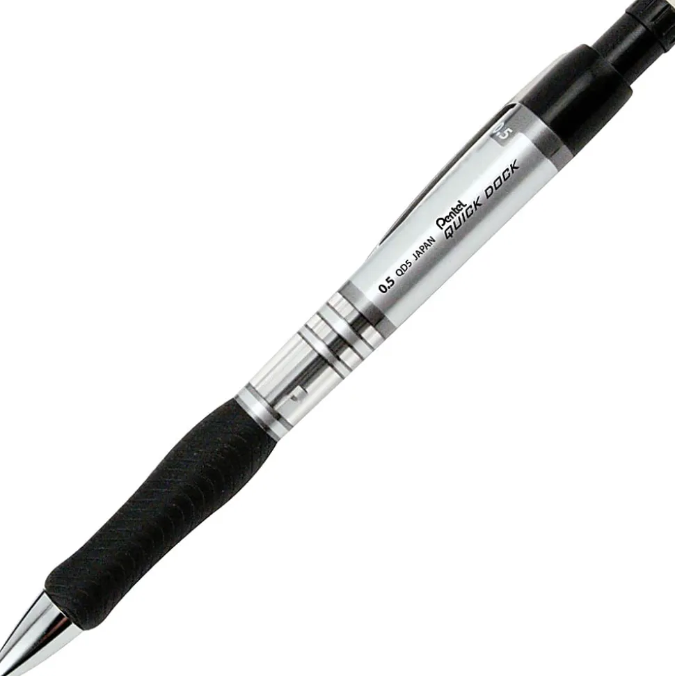Pentel® Quick Dock™ Mechanical Pencil, 0.5 mm, Silver/Black Barrel
