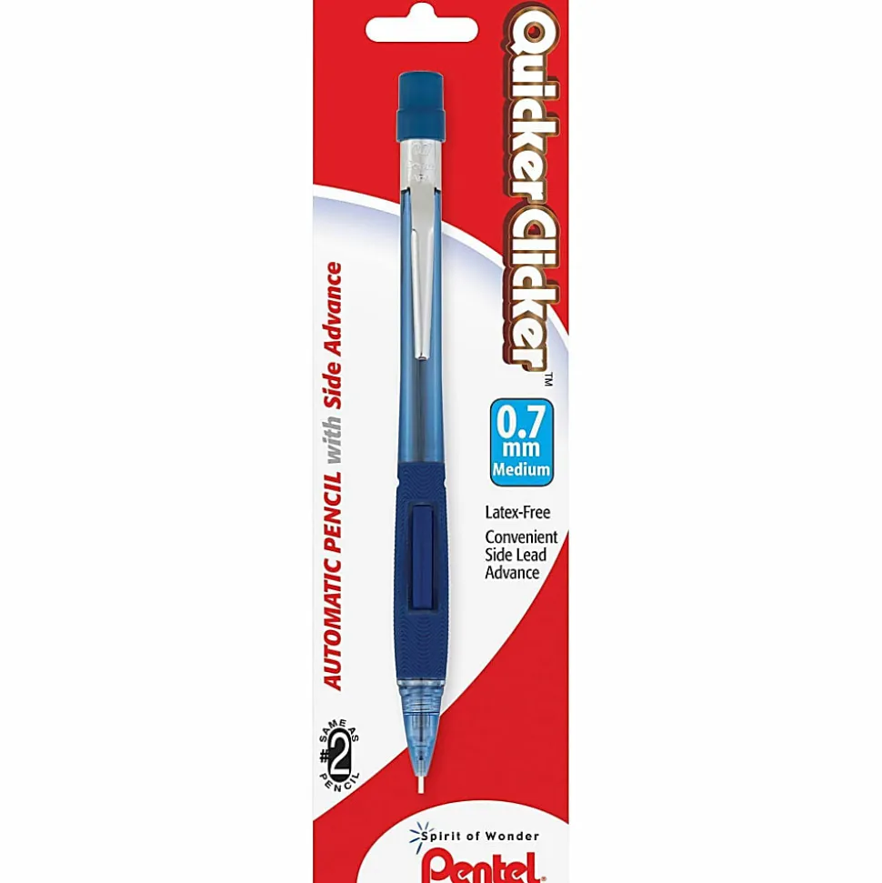 Pentel® Quicker-Clicker™ Mechanical Pencil, 0.7 mm, Transparent Blue