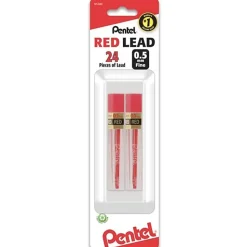 Pentel® Red Lead Refills, 0.5 mm, #2.5 Medium Soft Lead, Pack Of 2 Tubes