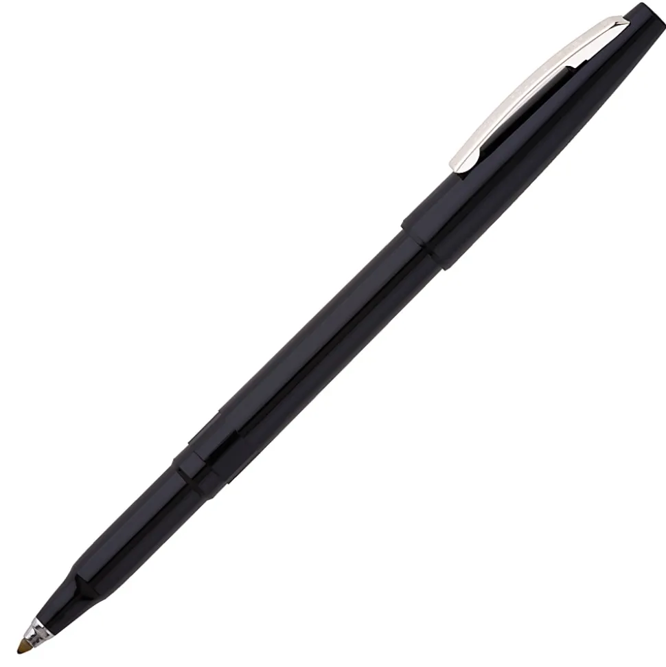 Pentel® Rolling Writer® Pens, Medium Point, 0.8 mm, Black Barrel, Black Ink, Pack Of 12 Pens