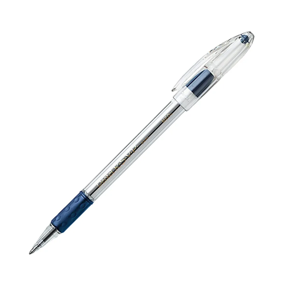 Pentel® R.S.V.P.® Ballpoint Pens, Medium Point, 1.0 mm, Clear Barrel, Blue Ink, Pack Of 12