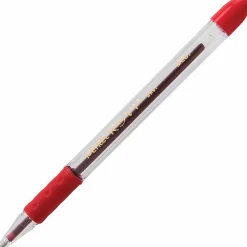 Pentel® R.S.V.P.® Ballpoint Pens, Medium Point, 1.0 mm, Clear Barrel, Red Ink, Pack Of 12
