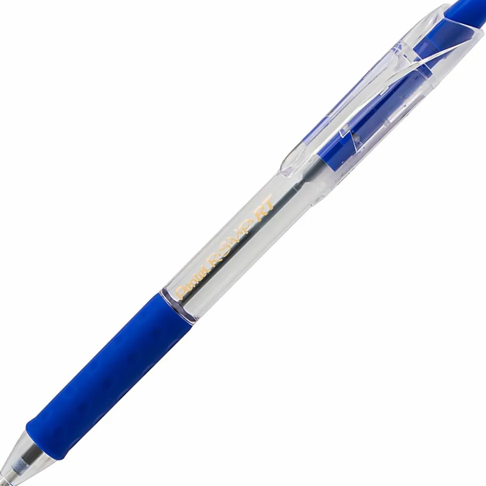 Pentel® R.S.V.P.® RT Retractable Ballpoint Pens, Medium Point, 1.0 mm, 61% Recycled, Transparent Blue Barrel, Blue Ink, Pack Of 12 Pens