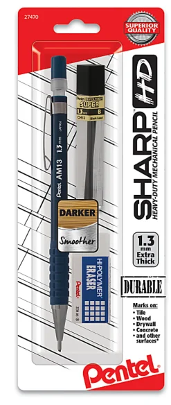Pentel® Sharp® Mechanical Pencil Combo, 1.3mm, HB Lead, Blue Barrel