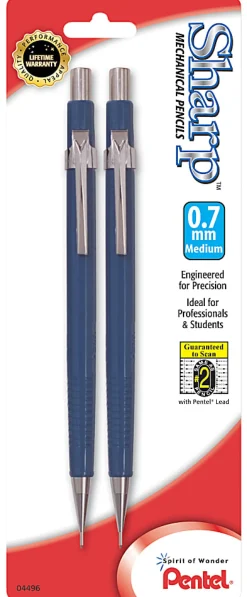 Pentel® Sharp™ Mechanical Pencil, 0.7mm, #2 Lead, Blue Barrel, Pack Of 2