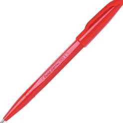 Pentel® Sign Pens®, Fine Point, 2.0 mm, Red Barrel, Red Ink, Pack Of 12 Pens