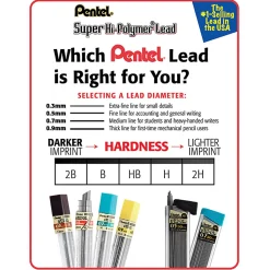 PentelĀ® Super Hi-PolymerĀ® Leads, 0.5 mm, F, Medium, 12 Leads Per Tube