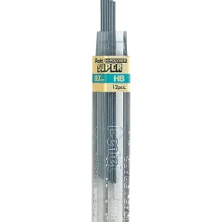 Pentel Super Hi-Polymer Leads - 0.7 mm , Medium Point - HB - Black Lead - 12/Tube - 12 / Box