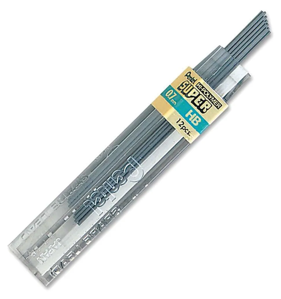 Pentel® Super Hi-Polymer® Leads, 0.7 mm, HB, 12 Leads Per Tube