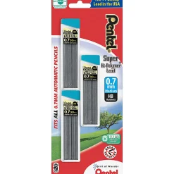 Pentel® Super Hi-Polymer® Leads, 0.7 mm, Medium, HB, 30 Leads Per Tube, Pack Of 3 Tubes