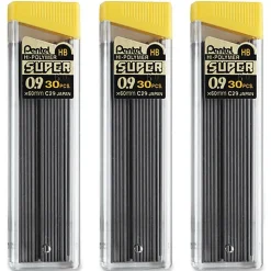 Pentel® Super Hi-Polymer® Leads, 0.9 mm, HB, 30 Leads Per Tube, Pack Of 3 Tubes