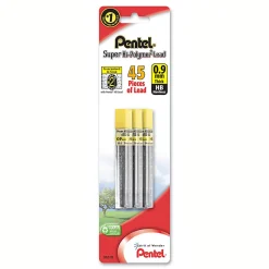 Pentel® Super Hi-Polymer® Leads, 0.9 mm, HB, Medium, 12 Leads Per Tube, Pack Of 3 Tubes
