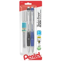 Pentel® Twist-Erase® CLICK Mechanical Pencils, Fine Point, 0.5mm, HB Hardness, Assorted Barrels, Pack Of 2