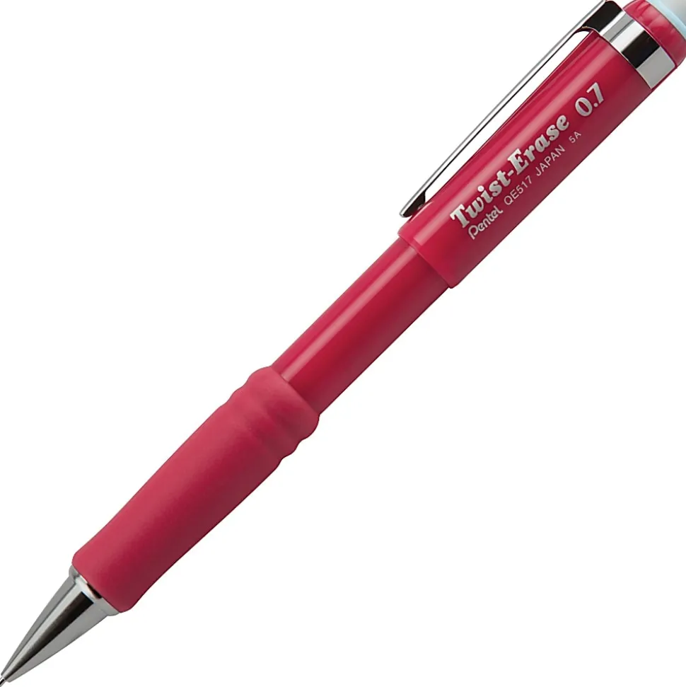 Pentel® Twist-Erase III Mechanical Pencil, #2 Lead, 0.7 mm, Refillable, Red Barrel