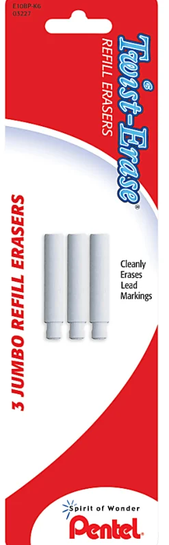 Pentel® Twist-Erase Mechanical Pencil Eraser Refills, Pack Of 3