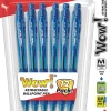 Pentel® WOW!™ Retractable Ballpoint Pens, Medium Point, 1.0 mm, Blue Barrel, Blue Ink, Pack Of 12