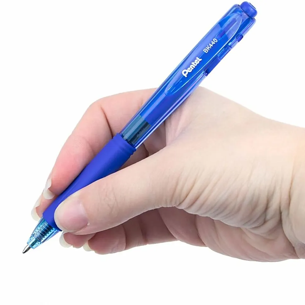 Pentel® WOW!™ Retractable Ballpoint Pens, Medium Point, 1.0 mm, Transparent Blue Barrels, Blue Ink, Pack Of 12