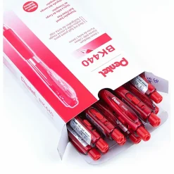 Pentel® WOW!™ Retractable Ballpoint Pens, Medium Point, 1.0 mm, Transparent Red Barrels, Red Ink, Pack Of 12