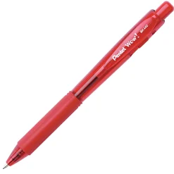 Pentel® WOW!™ Retractable Ballpoint Pens, Medium Point, 1.0 mm, Transparent Red Barrels, Red Ink, Pack Of 12