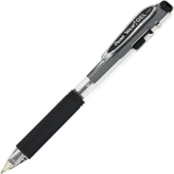Pentel® Wow!⢠Retractable Gel Roller Pens, Medium Point, 0.7 mm, Clear Barrel, Black Ink, Pack Of 12