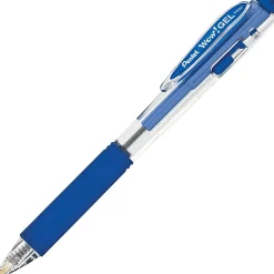 Pentel® Wow!™ Retractable Gel Roller Pens, Medium Point, 0.7 mm, Clear Barrel, Blue Ink, Pack Of 12