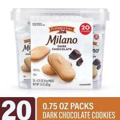 Pepperidge Farm Double Dark Chocolate Milano Cookies, 0.98 Oz, Box Of 24 Packs