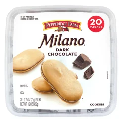 Pepperidge Farm Double Dark Chocolate Milano Cookies, 0.98 Oz, Box Of 24 Packs