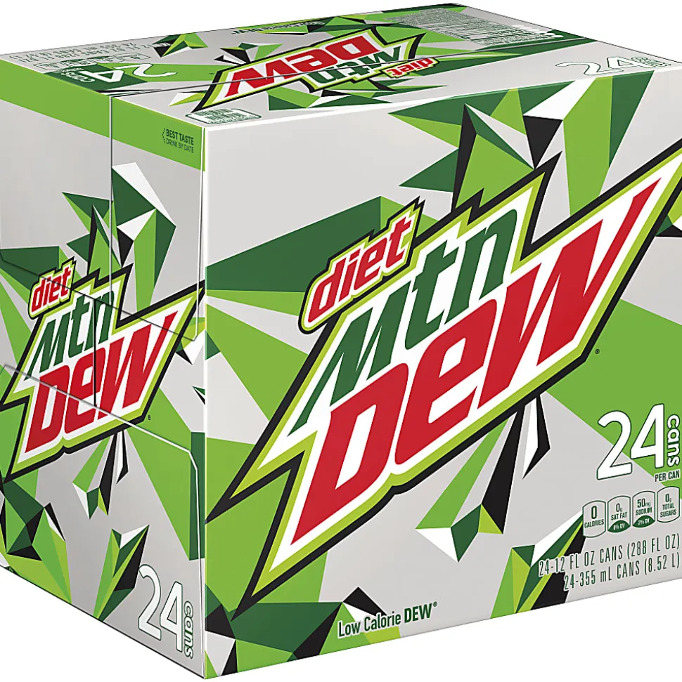 Pepsi Diet Mountain Dew Soda, 12 Oz, Pack Of 24 Bottles