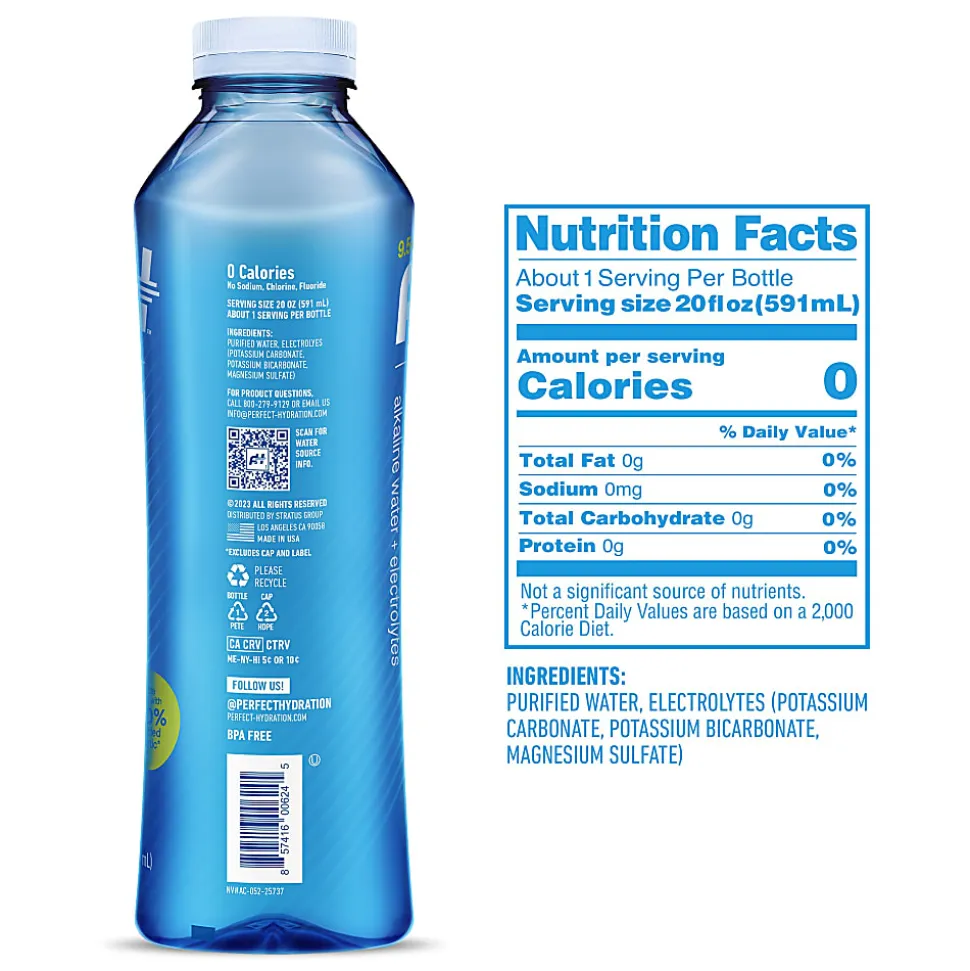 Perfect Hydration 9.5+ pH Alkaline Drinking Water, 20 Oz, Pack Of 24 Bottles