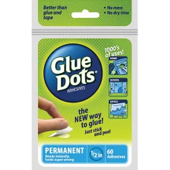 Permanent Glue Dots, Blue, Pack Of 60