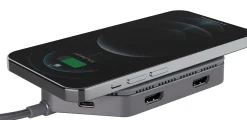 Philips Elite Plus USB-C Travel Docking Station With Qi Charging, Gray