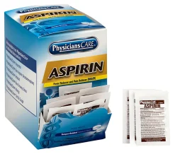 PhysiciansCare Aspirin Pain Reliever Medication, 2 Tablets Per Packet, Box Of 50 Packets