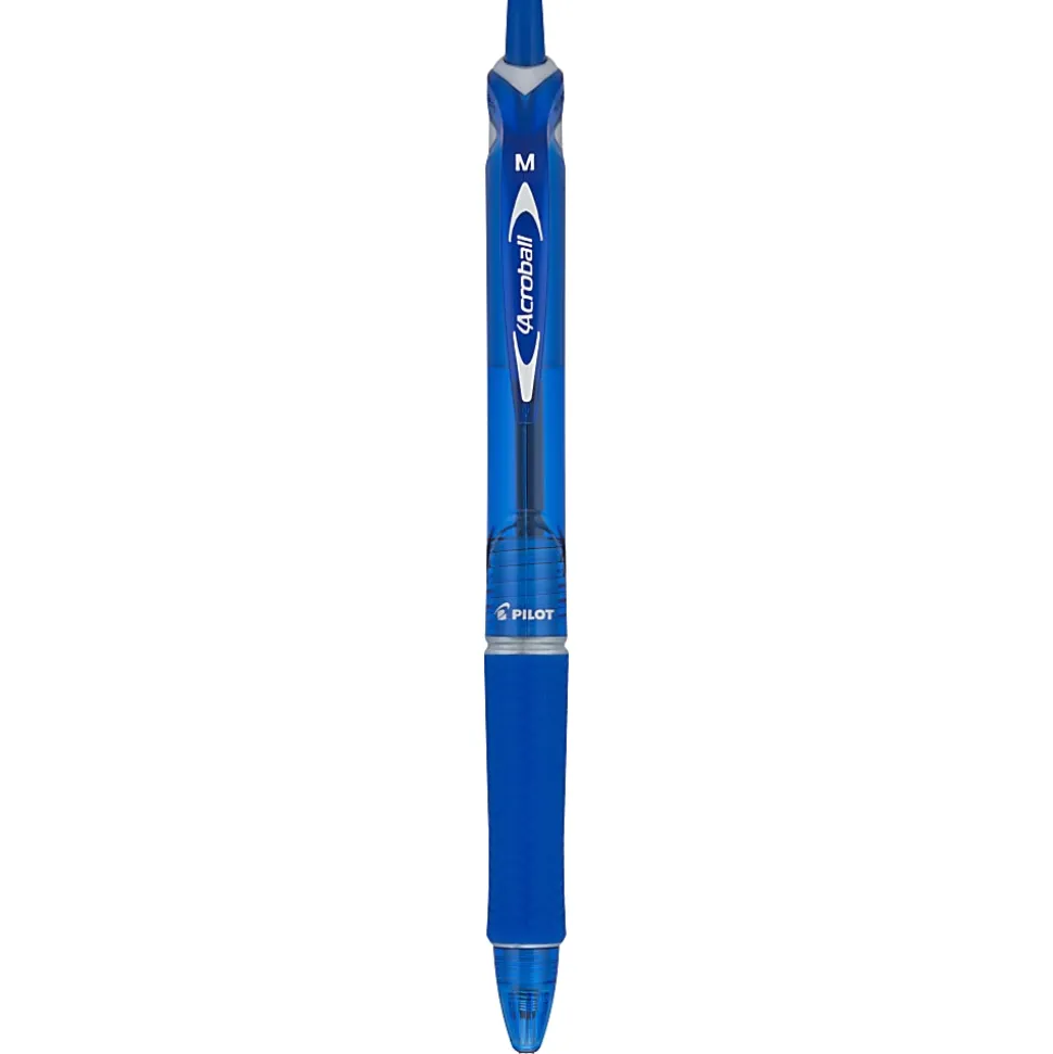Pilot® Acroball Colors Retractable Advanced Ink Pens, Medium Point, 1.0mm, Blue Barrel, Blue Ink, Pack of 12 Pens