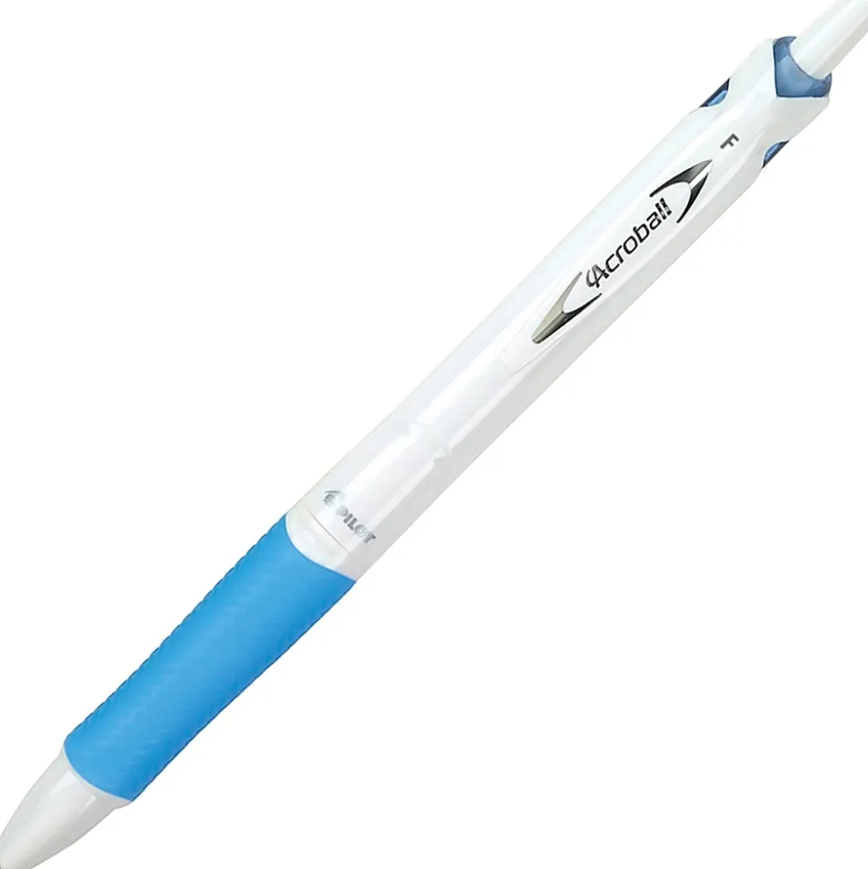 Pilot® Acroball Retractable Pens, Fine Point, 0.7 mm, White Barrel, Black Ink, Pack Of 5 Pens