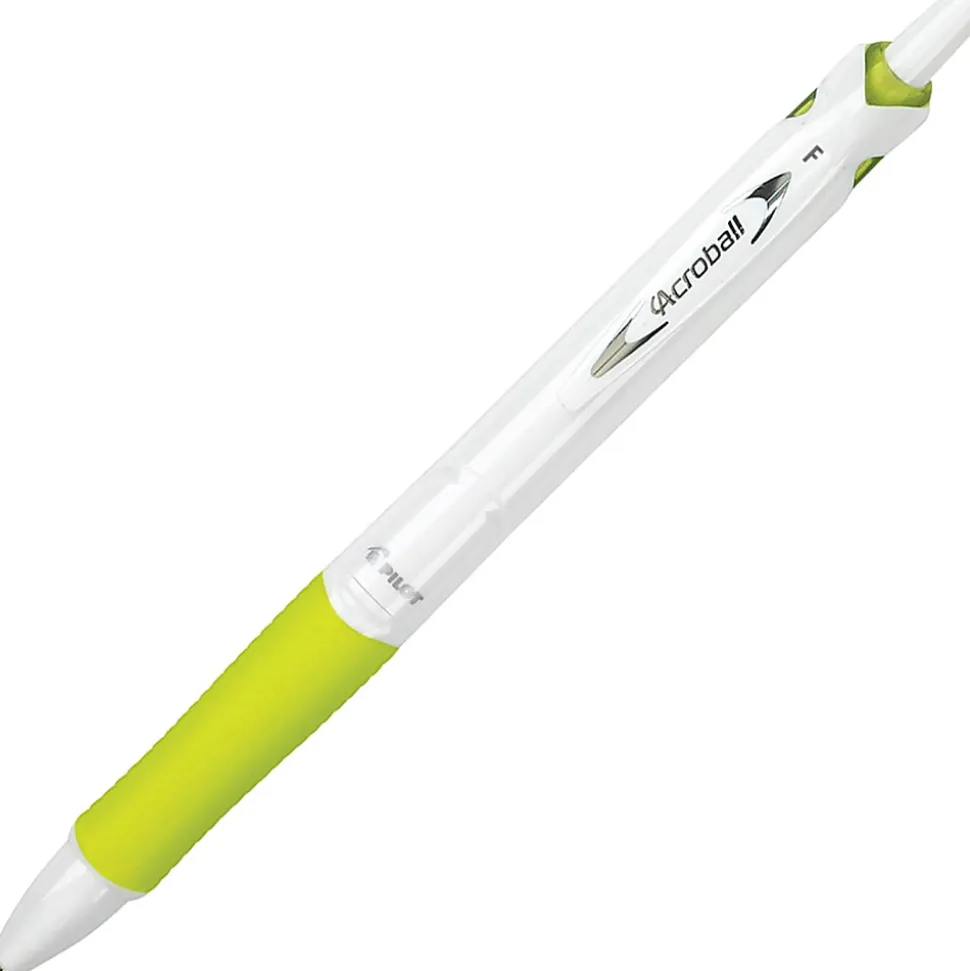 Pilot® Acroball Retractable Pens, Fine Point, 0.7 mm, White Barrel, Black Ink, Pack Of 5 Pens