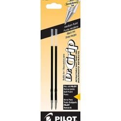 Pilot® Ballpoint Pen Refills, Fits Dr. Grip & All Pilot® Retractable Ballpoint Pens, Medium Point, 1.0 mm, Black, Pack Of 2