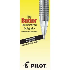 Pilot® Better™ Ballpoint Pens, Fine Point, 0.7 mm, Black Barrel, Black Ink, Pack Of 12