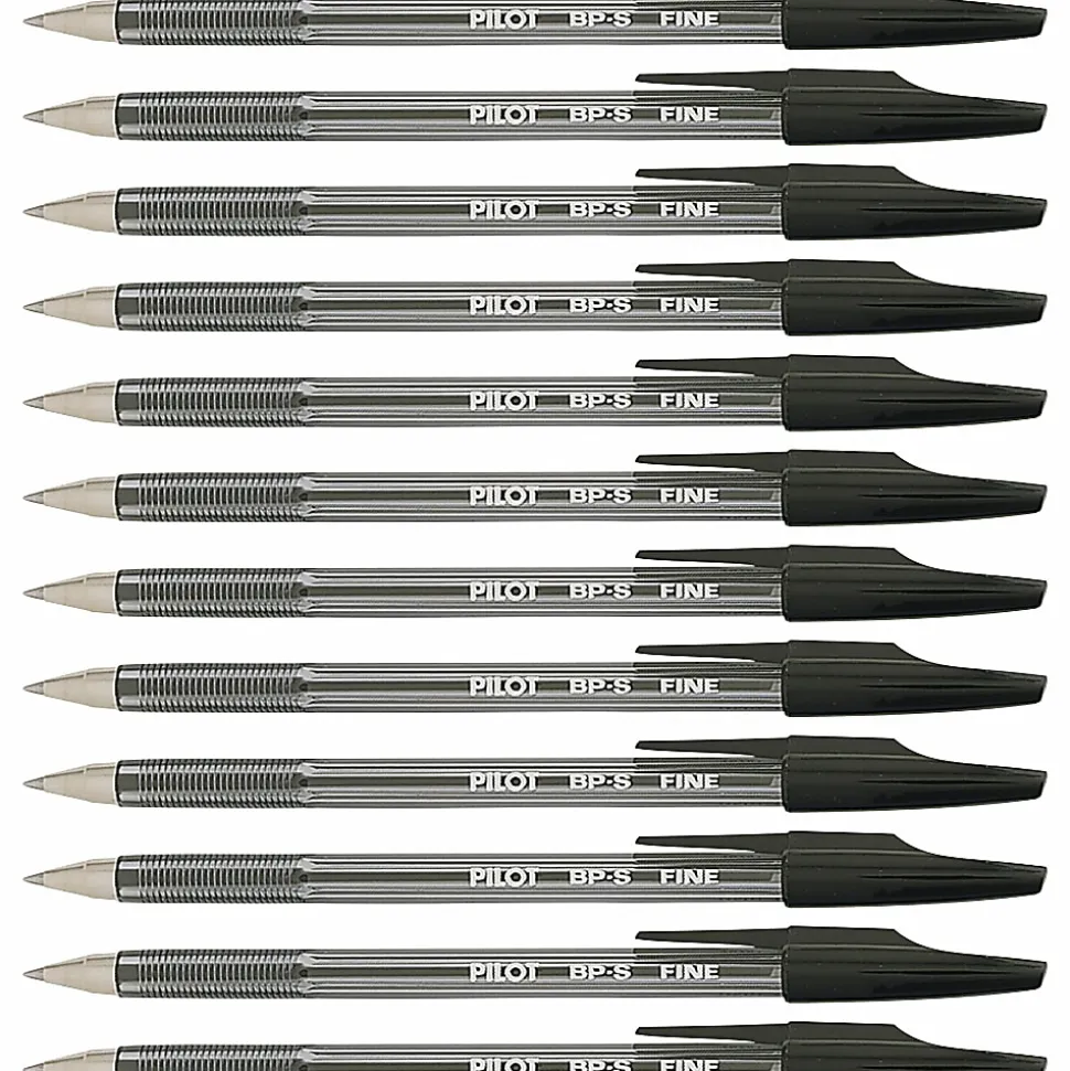 Pilot® Better™ Ballpoint Pens, Fine Point, 0.7 mm, Black Barrel, Black Ink, Pack Of 12