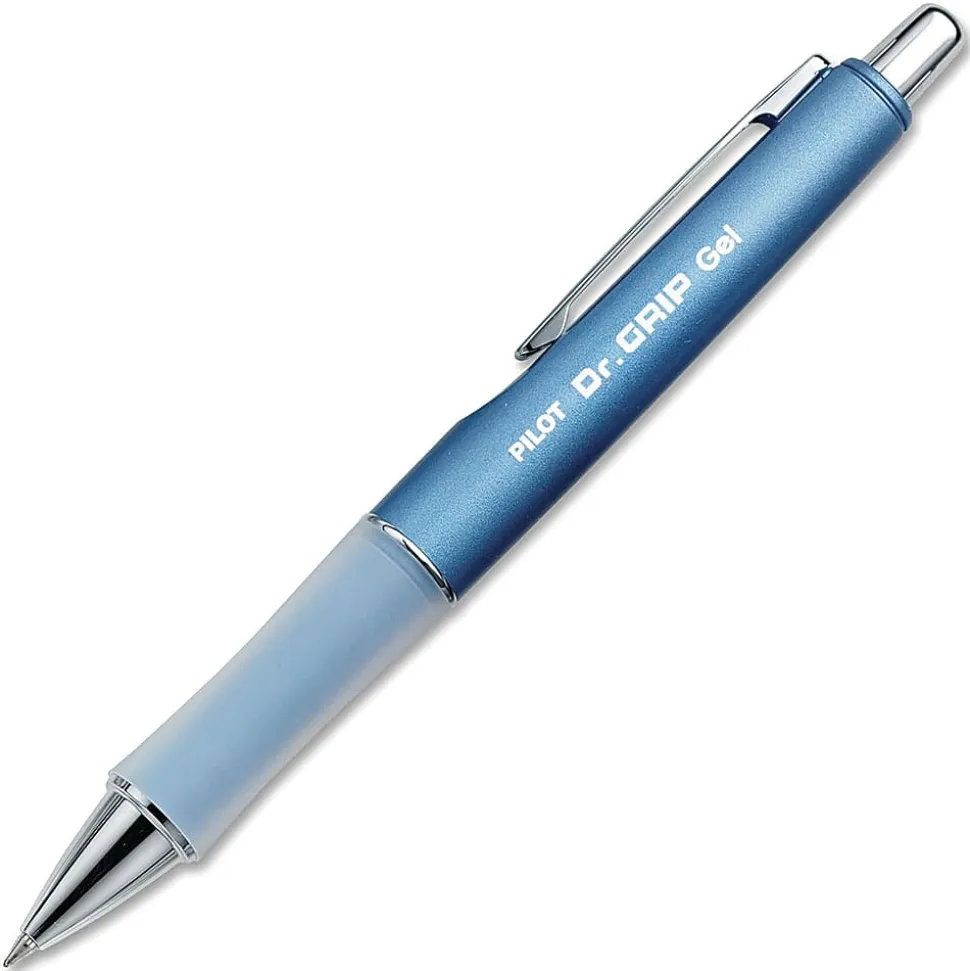 Pilot® Dr. Grip™ LTD Gel Rollerball Pen, Fine Point, 0.7 mm, Ice Blue Barrel, Black Ink