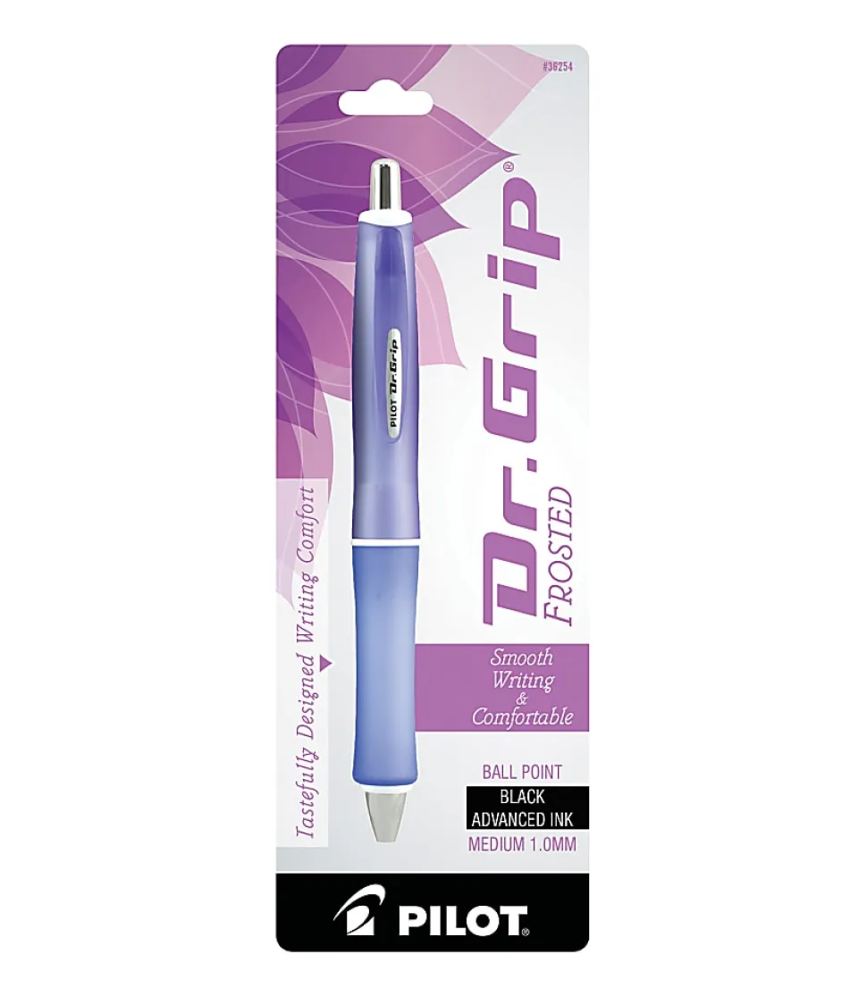 Pilot® Dr. Grip™ Retractable Ballpoint Pen, Medium Point, 1.0 mm, Purple Barrel, Black Ink