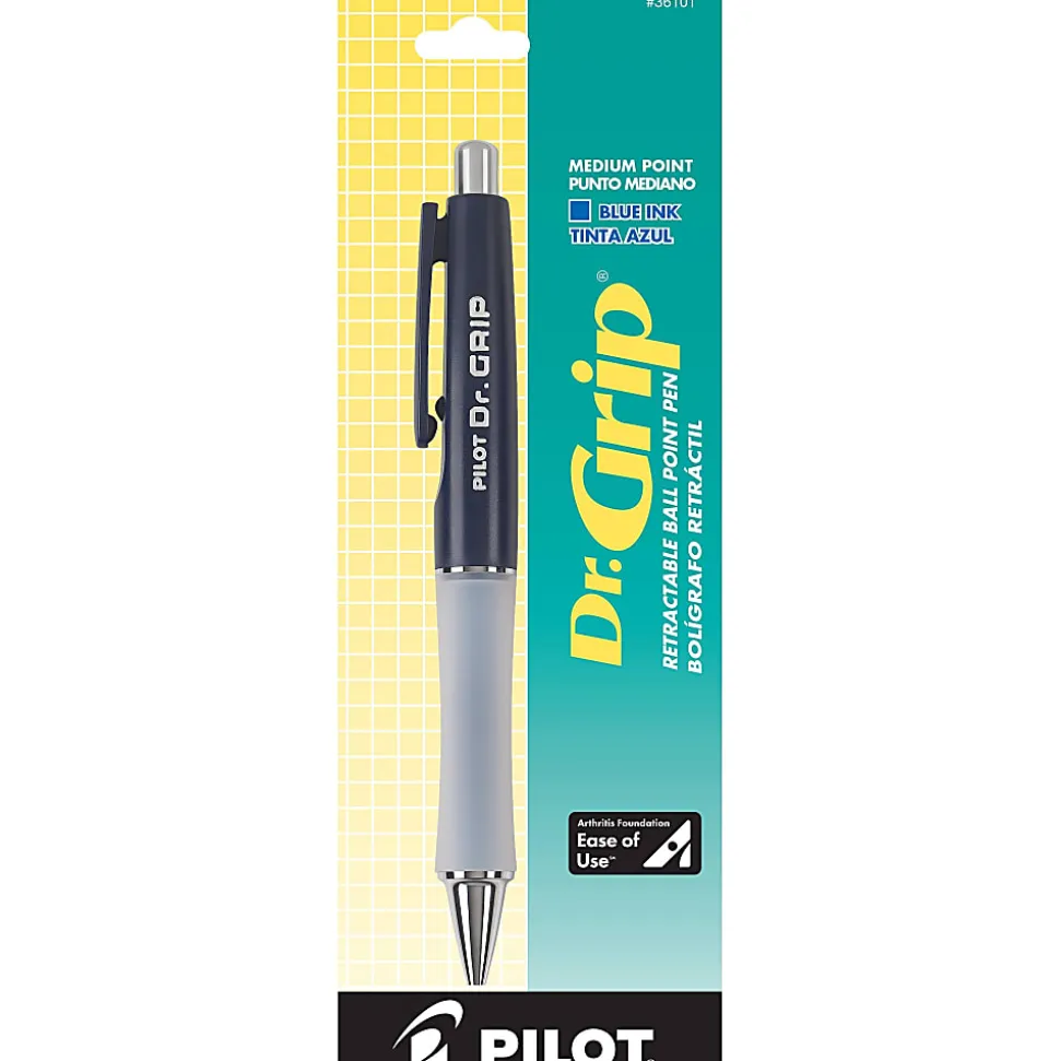 Pilot® Dr. Grip™ Retractable Ballpoint Pen, Medium Point, 1.0 mm, Blue Barrel, Blue Ink