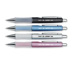 Pilot® Dr. Grip Retractable Gel Rollerball Pen, Fine Point, 0.7 mm, Assorted Barrel, Black Ink