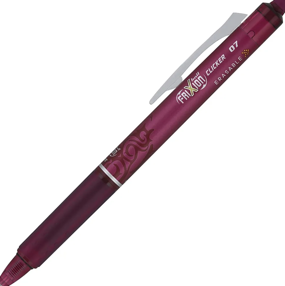 Pilot® FriXion® Ball Clicker Erasable Retractable Gel Pens, Pack of 12, Medium Point, 0.7 mm, Burgundy Barrel, Burgundy Ink