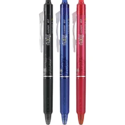 Pilot® FriXion® Ball Clicker Erasable Retractable Gel Pens, Pack of 3, Fine Point, 0.7 mm, Assorted Barrels, Assorted Ink Colors
